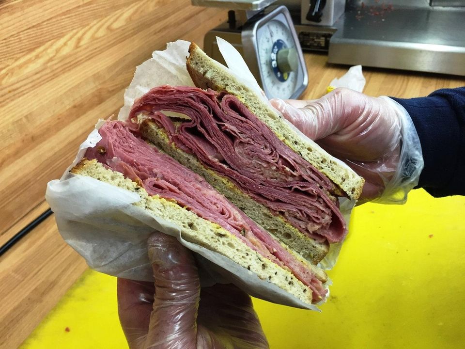 Corned beef sandwich at Tulip Caterers, Franklin Square: