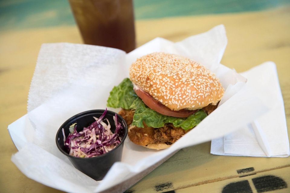 Fried fish sandwich at The North Fork Shack,