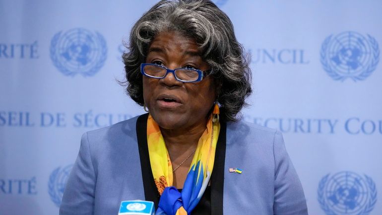 Linda Thomas-Greenfield, United States Ambassador to the United Nations, speaks...