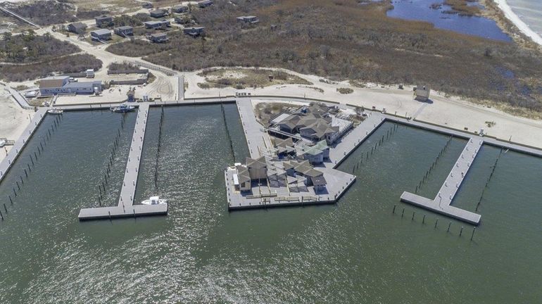 The repaired Watch Hill marina on Fire Island, which opens...