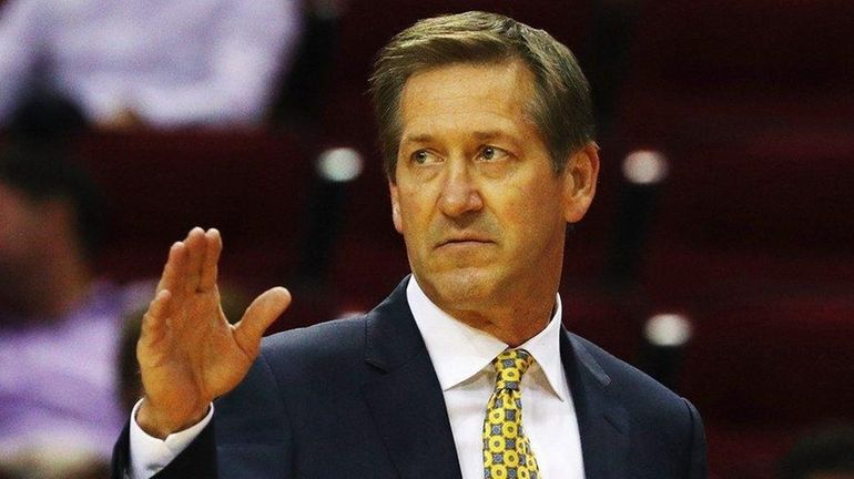 Head coach Jeff Hornacek of the New York Knicks watches...