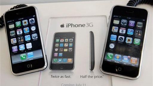 An older Apple iPhone is shown next to an advertisement...