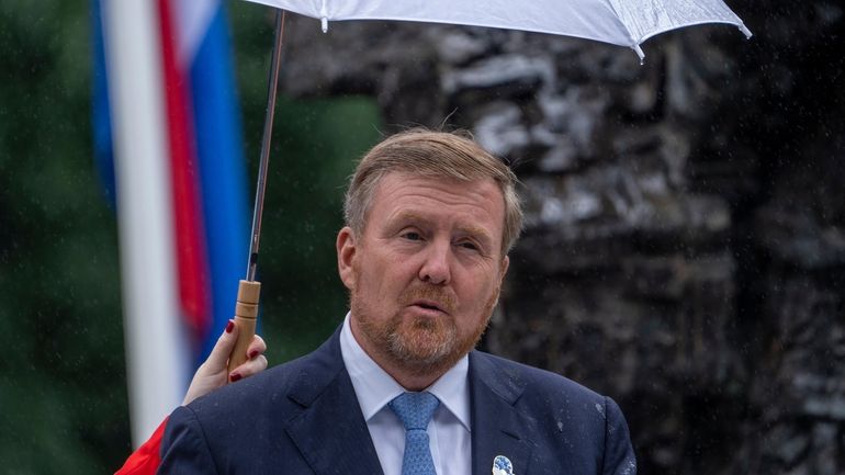 Dutch King Willem-Alexander speaks at an event Saturday in Amsterdam...