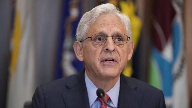 Attorney General Merrick Garland speaks during a meeting of the...