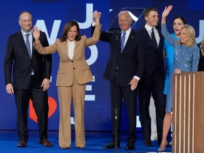 Democratic presidential nominee Vice President Kamala Harris and President Joe...