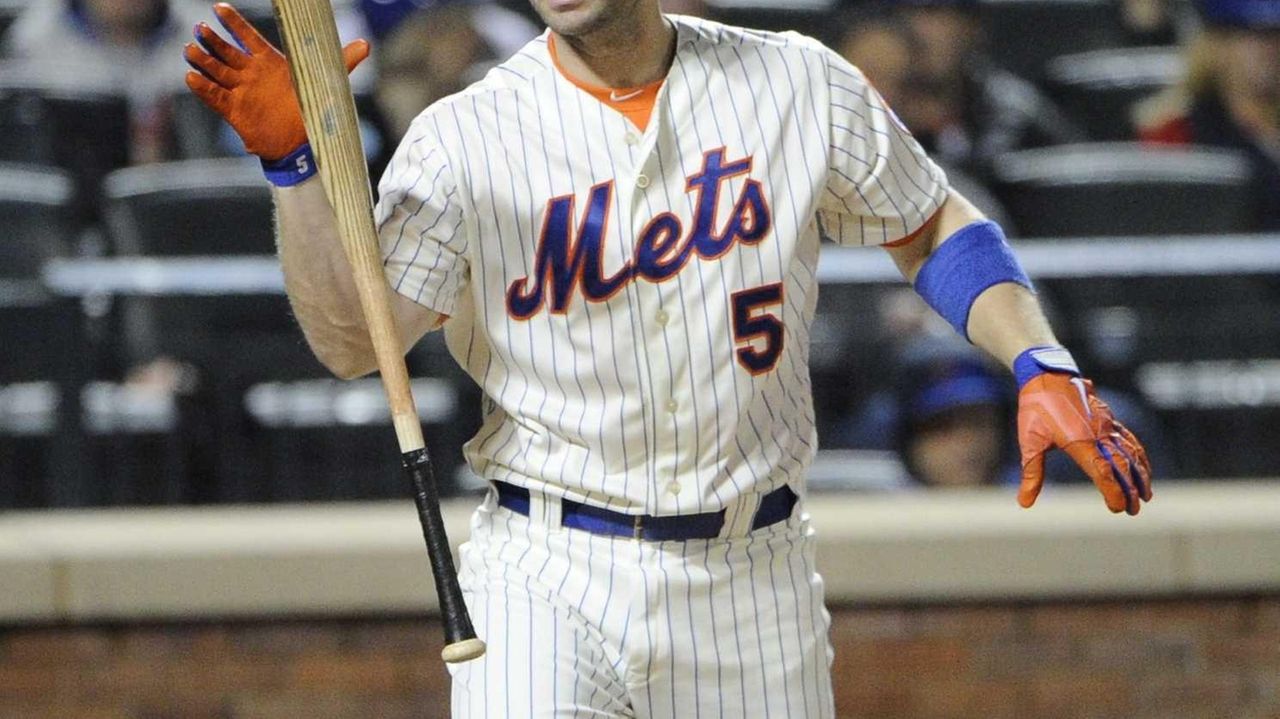 New York Mets David Wright throws his bat after striking out