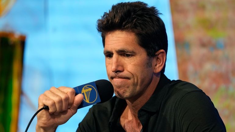 Golden State Warriors president and general manager Bob Myers makes...