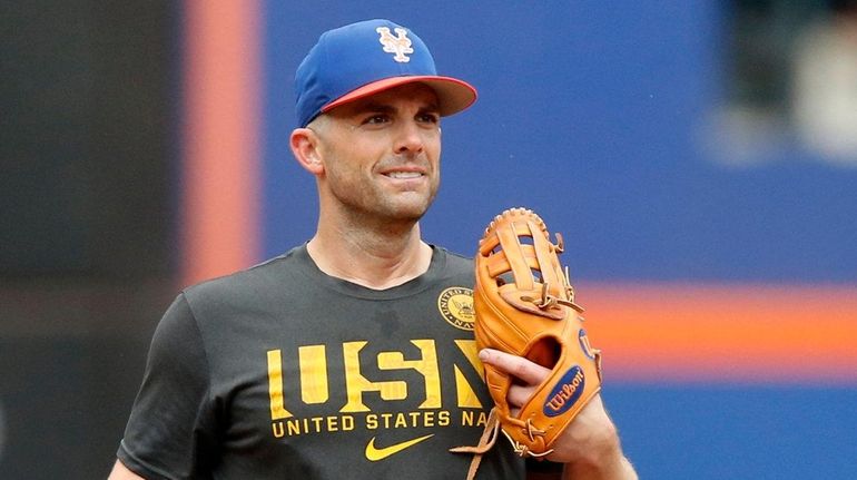 David Wright of the Mets participates in a simulated game at...