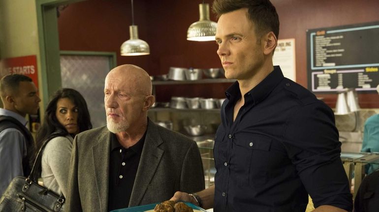 Jonathan Banks as Hickey, left, and Joel McHale as Jeff...