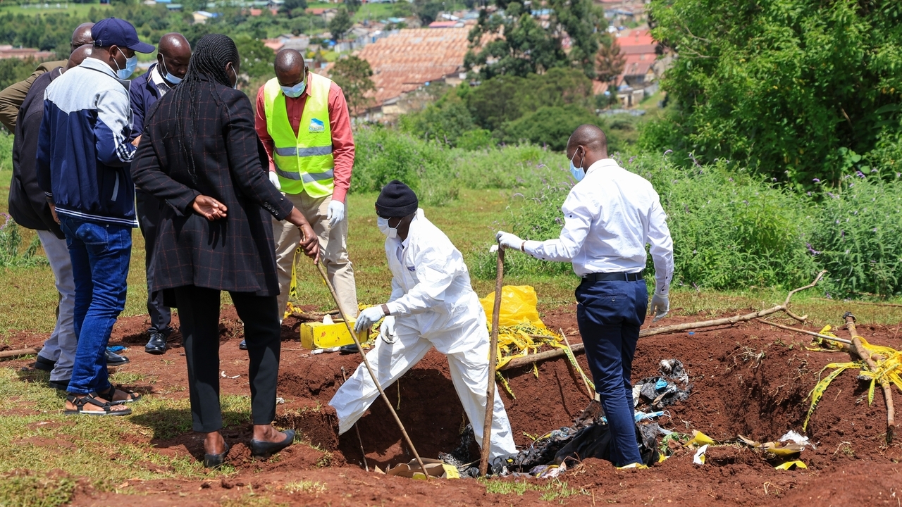 Police in Kenya exhume at least 33 bodies from a mass grave