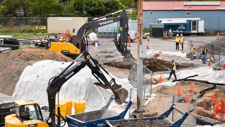 Environmental remediation work on former ballfields at Bethpage Community Park...