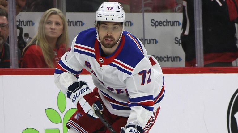 Filip Chytil of the Rangers skates against the Carolina Hurricanes in...