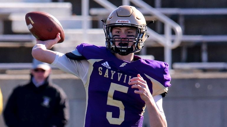 Sayville quarterback Jack Cheshire was one of 10 players from...