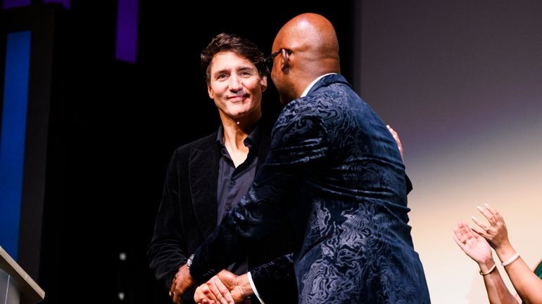 Canada Prime Minister Justin Trudeau greets CEO of the Toronto...