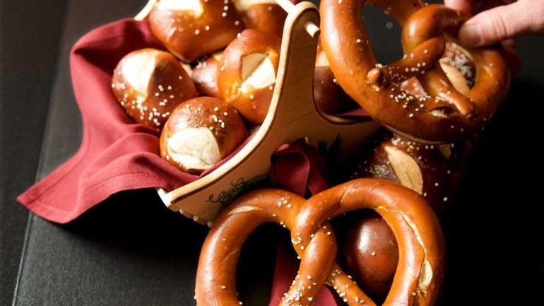 A home-made Bavarian pretzel from the Village Lanterne restaurant in...