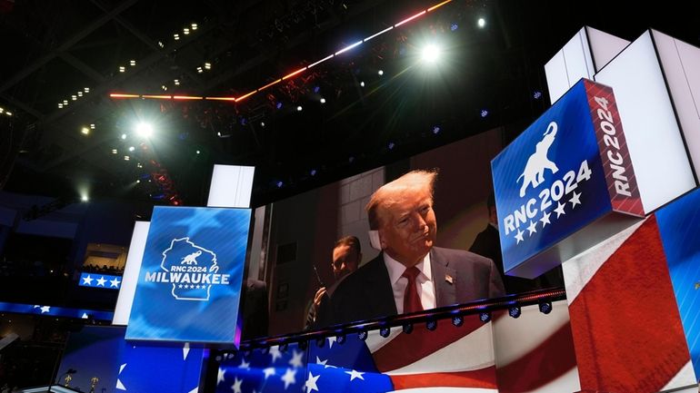 Republican presidential candidate former President Donald Trump is seen on...