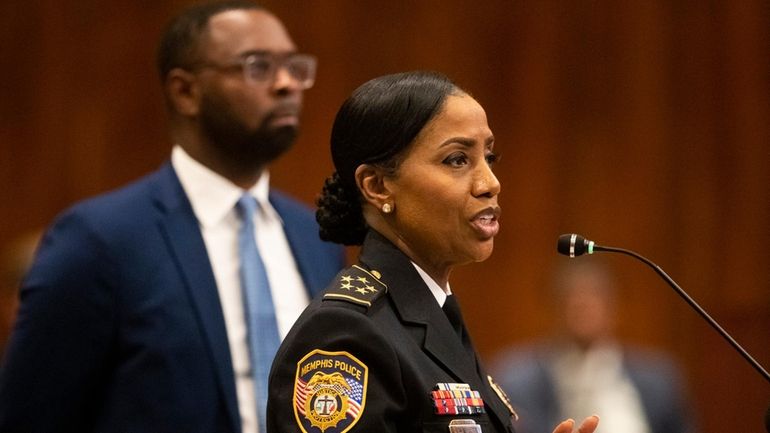 Memphis Police Chief Cerelyn "C.J." Davis speaks to the city...