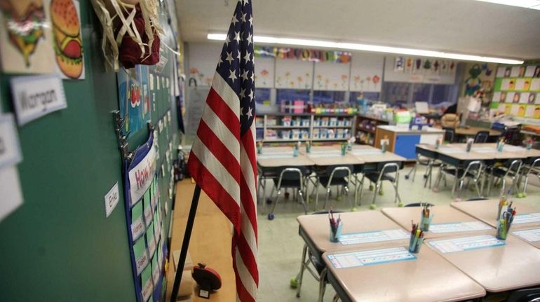 A first-grade classroom in Smithtown at the end of the...