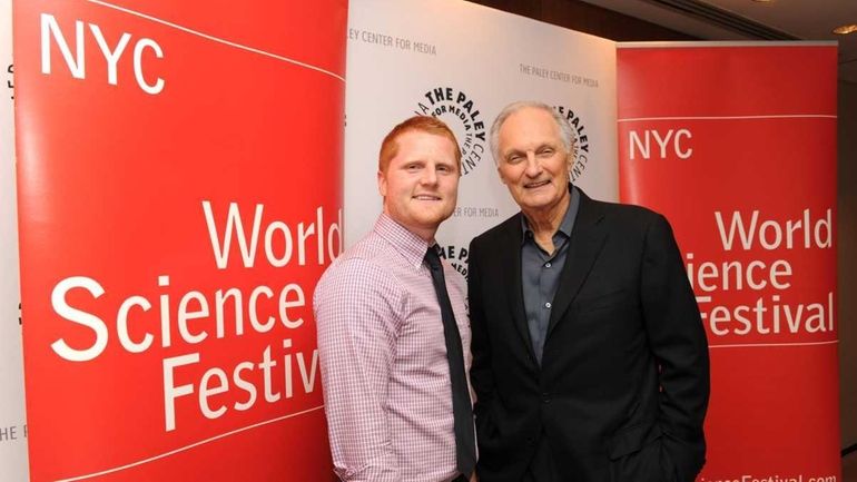 Flame challenge finalist Ben Ames with Alan Alda at Alda's...