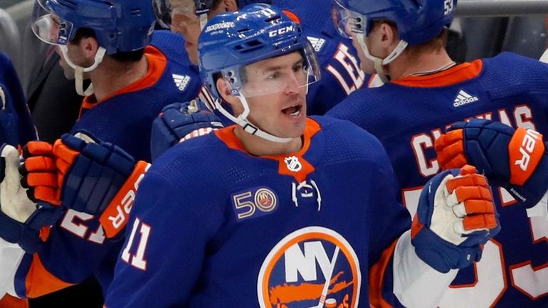 Zach Parise of the New York Islanders celebrates his second...