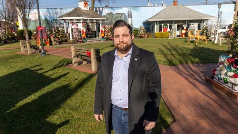 Lindenhurst Village Trustee RJ Renna in the village square Friday. Officials...