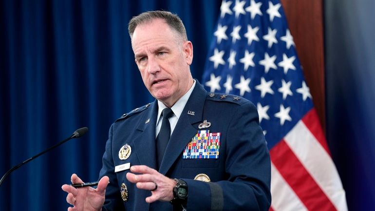 Pentagon spokesman Air Force Brig. Gen. Patrick Ryder speaks during...