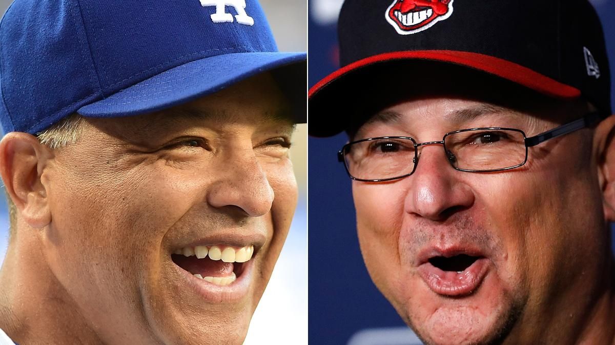 Cubs manager JOE MADDON & Indians manager TERRY FRANCONA