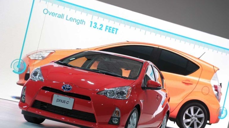 The Toyota Prius C on display during the press preview...