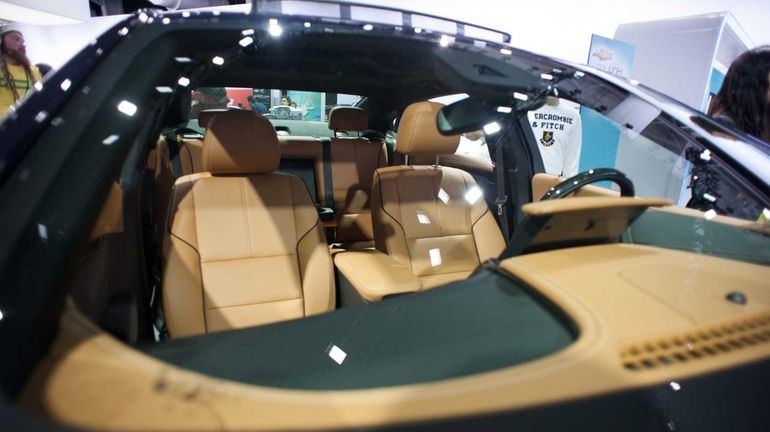 The leather interior of a $27,000 Chevrolet Imapala, on display...