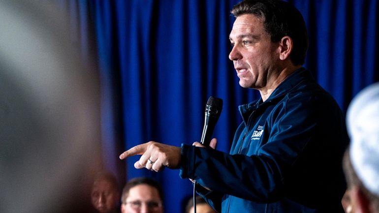 Republican presidential candidate and Florida Gov. Ron DeSantis speaks during...