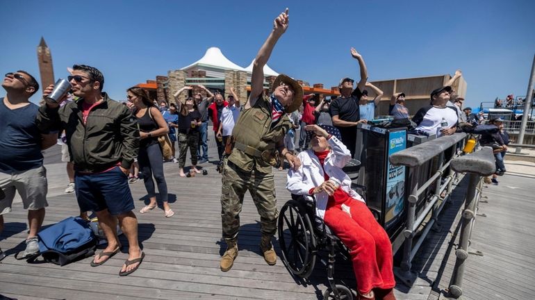 Scenes from the rehearsal for the Bethpage Air Show at...