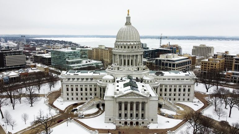 This image taken with a drone shows the Wisconsin State...