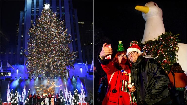 The Rockefeller Center tree during the lighting ceremony in 2022. Diana...