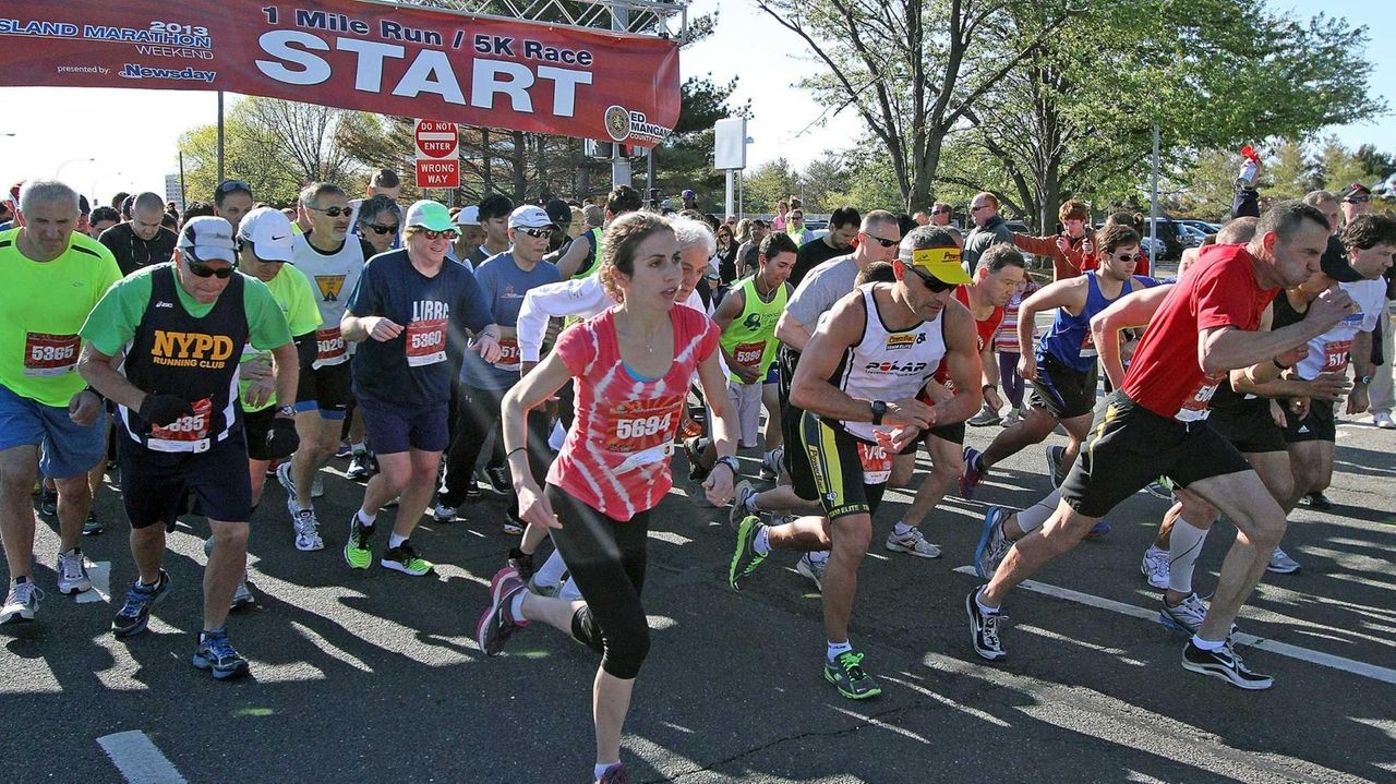 Runners warm up for Sunday's Long Island Marathon Newsday