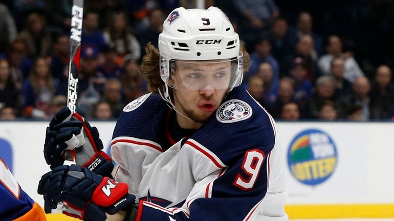 Artemi Panarin skates against the Islanders at NYCB Live's Nassau Coliseum...