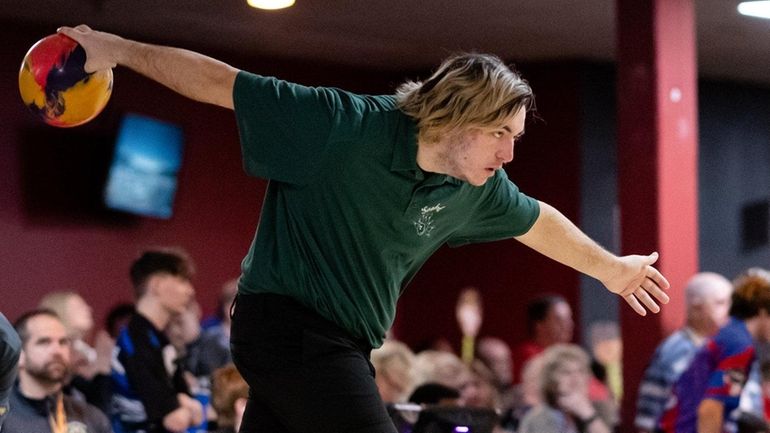 Jason Donovan of Seaford bowls in the NYSPHAA boys bowling...