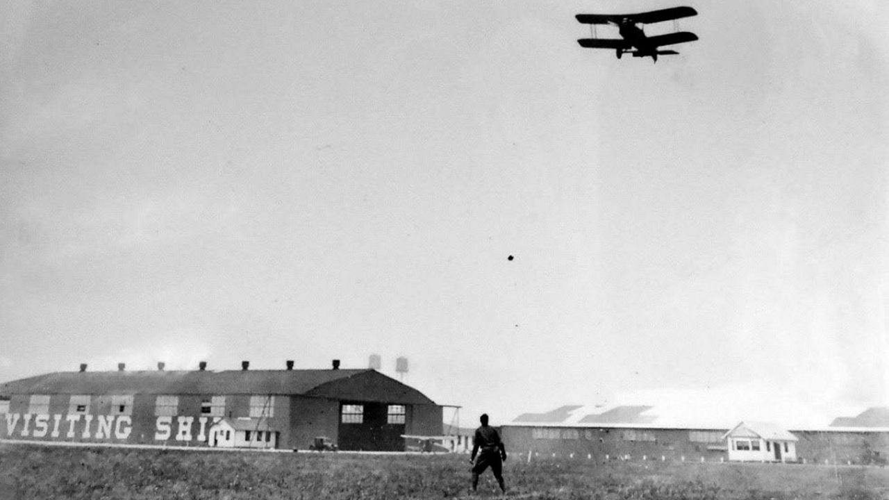 Why Babe Ruth once caught a baseball dropped from an airplane at Mitchel Field on Long Island