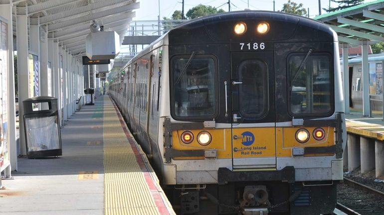 A file photo of an LIRR train arriving at a...