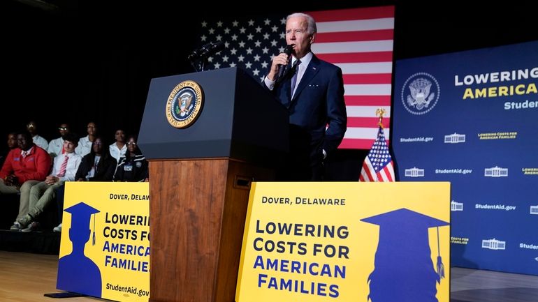 President Joe Biden speaks about student loan debt relief at...