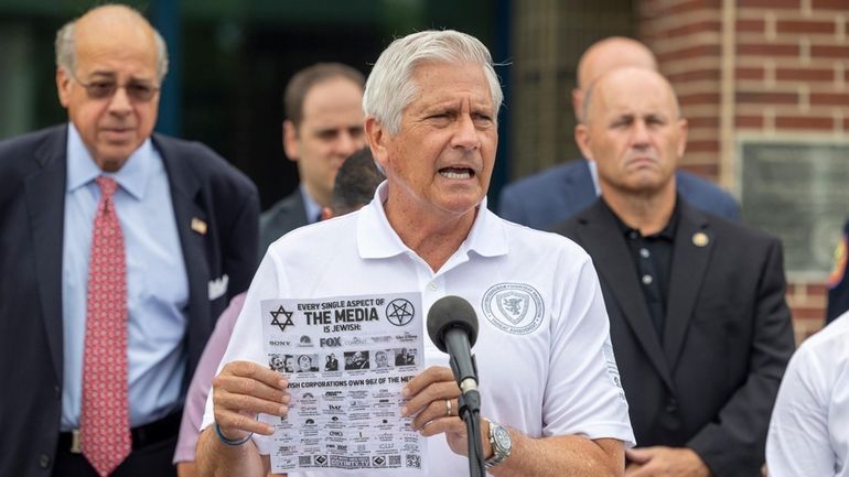 Nassau County Executive Bruce Blakeman speaks at a news conference...