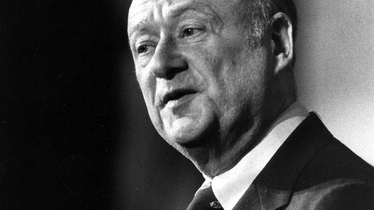 Mayor Ed Koch at the conclusion of the State of...
