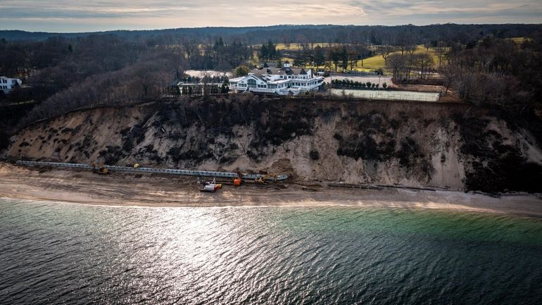 A view of the bluff that needs stabilization behind the Port...