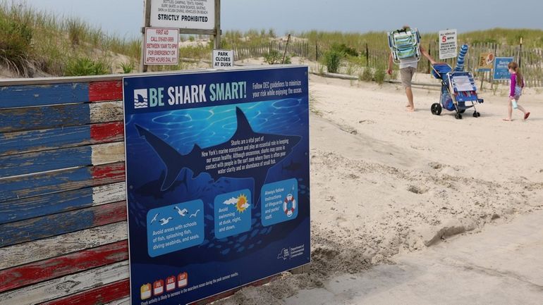 Sharks were sighted Sunday afternoon at two Hempstead Town beaches,...