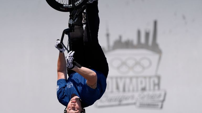 United States' Hannah Roberts competes in the Cycling BMX Freestyle...