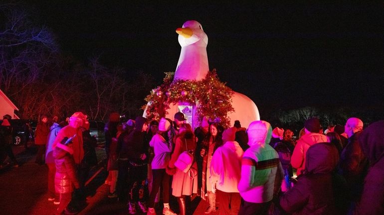 The Big Duck is lit at the annual ceremony in...