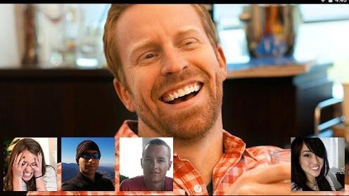 A publicity photo of Google's Hangout video chat product. The...