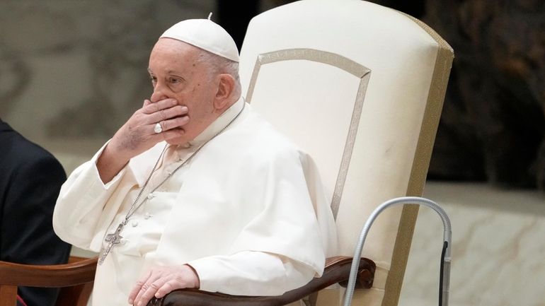 Pope Francis attends the weekly general audience at the Vatican,...