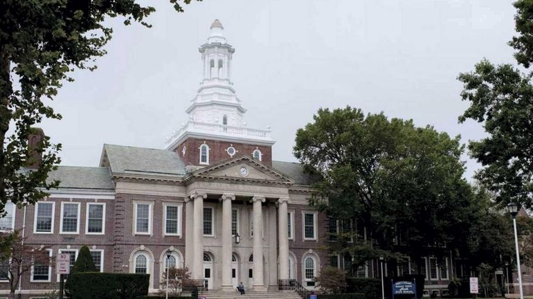 An exterior shot of Great Neck North High School. The...