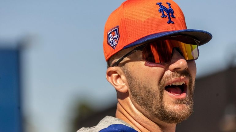 Mets infielder Pete Alonso during a spring training workout on...