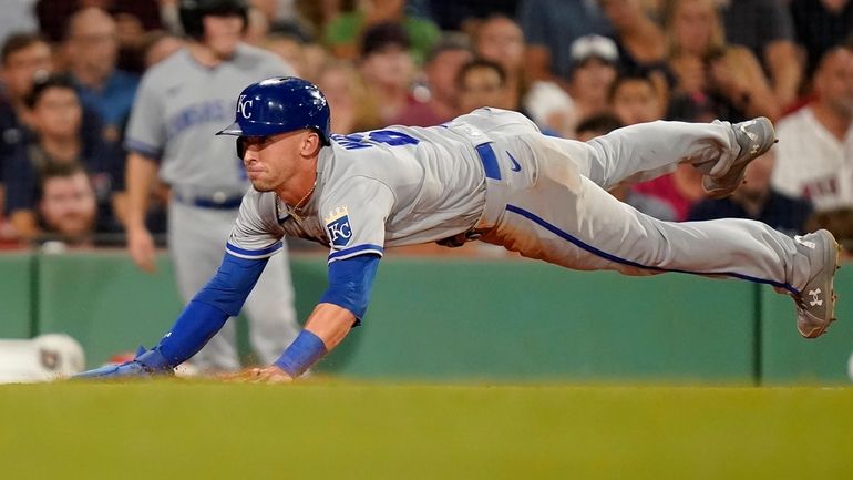 Royals run wild on Red Sox; Story shows rust in return